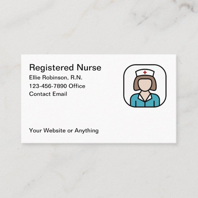 Simple Registered Nurse Business Contact Cards (Front)