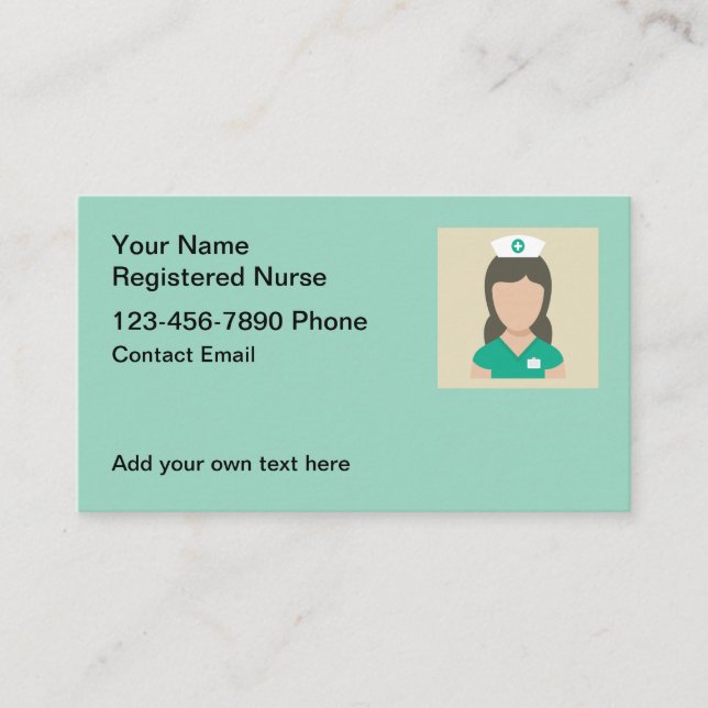 Simple Registered Nurse Business Contact Cards (Front)
