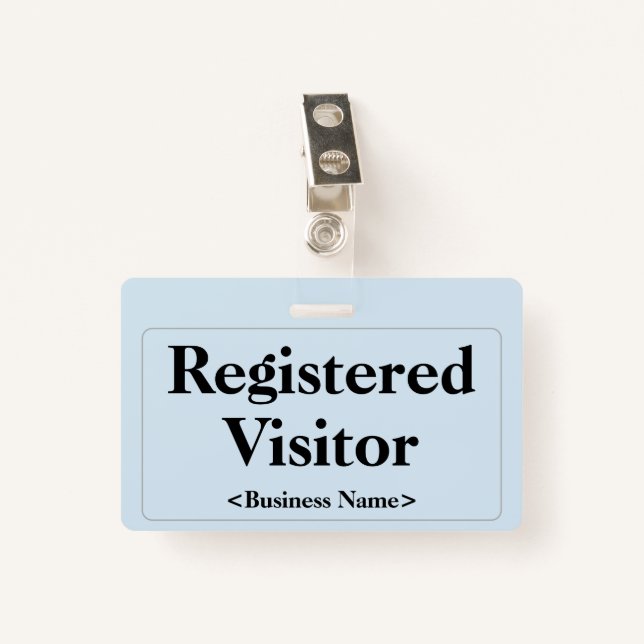 Simple "Registered Visitor" Badge ID Badge (Front with Clip)