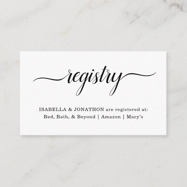 Simple Registry Insert / Enclosure for Invitation (Front)