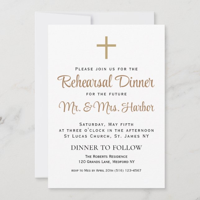 Simple Rehearsal Dinner Invitation  (Front)
