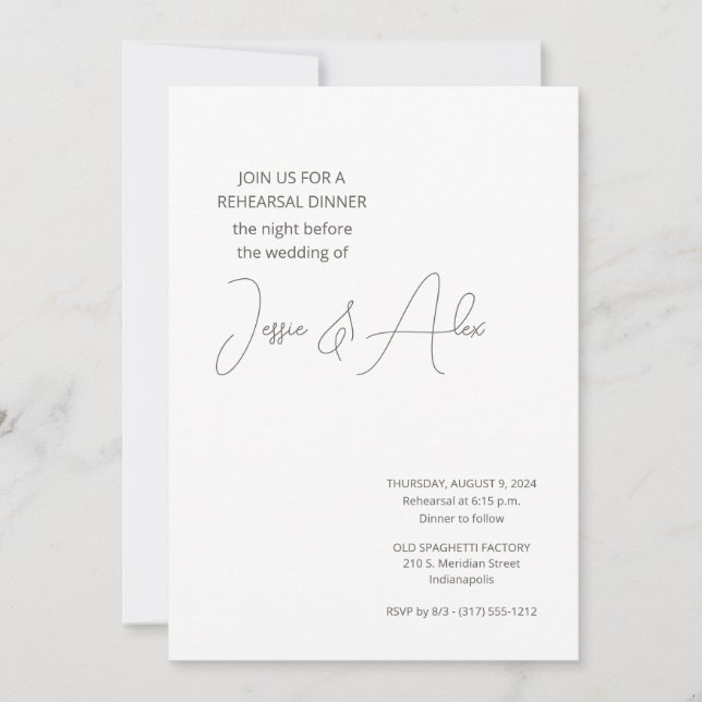 Simple Rehearsal Dinner Invitation (Front)