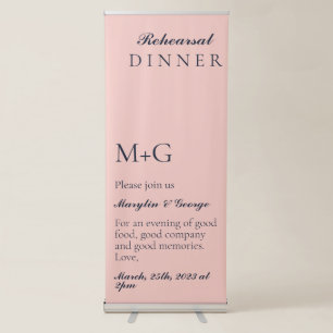 SIMPLE REHEARSAL DINNER OXFORD BLUE AND BABY PINK RETRACTABLE BANNER