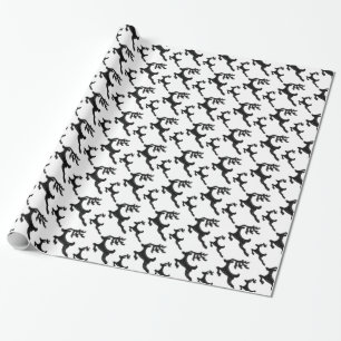 Simple Reindeer Black and White Silhouette Wrapping Paper