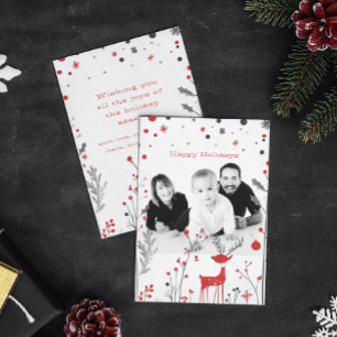 Simple Reindeer Family Photo Christmas Card