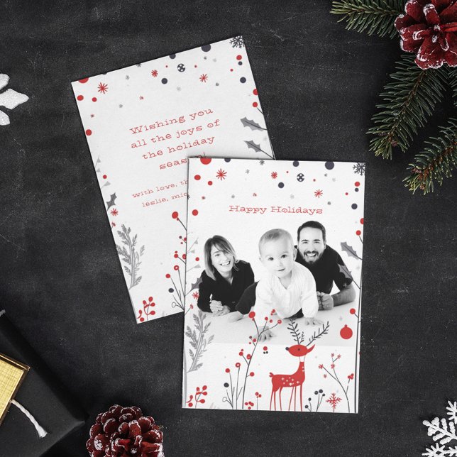 Simple Reindeer Family Photo Christmas Card (Creator Uploaded)