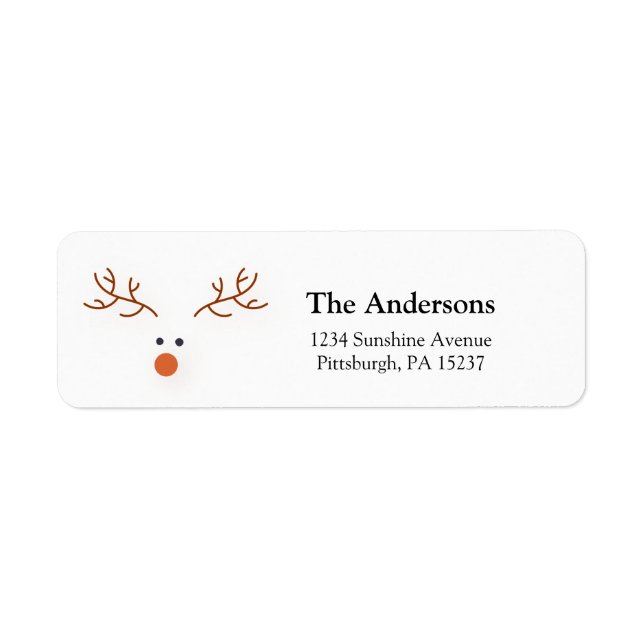 Simple Reindeer Return Address Label (Front)