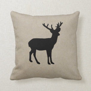 Simple Reindeer   Rustic Holiday Decor Pillow
