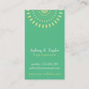 Simple Relaxing Green Leaves Yoga Teacher Business Card