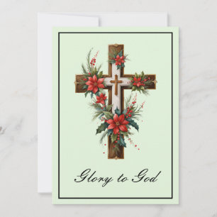Simple Religion Christian Cross Christmas Jesus Holiday Card