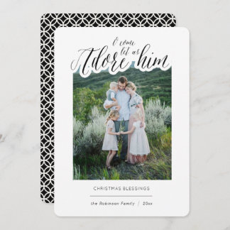 Simple Religious Adore Him Christmas Card