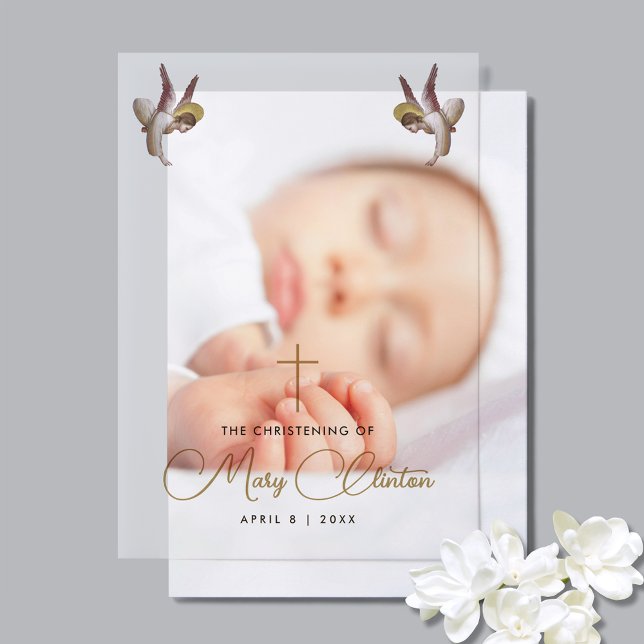 Simple Religious Baby First Communion Baptism Vellum Invitations (Creator Uploaded)