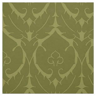 Simple Renaissance Damask, Bright Olive Green Fabric