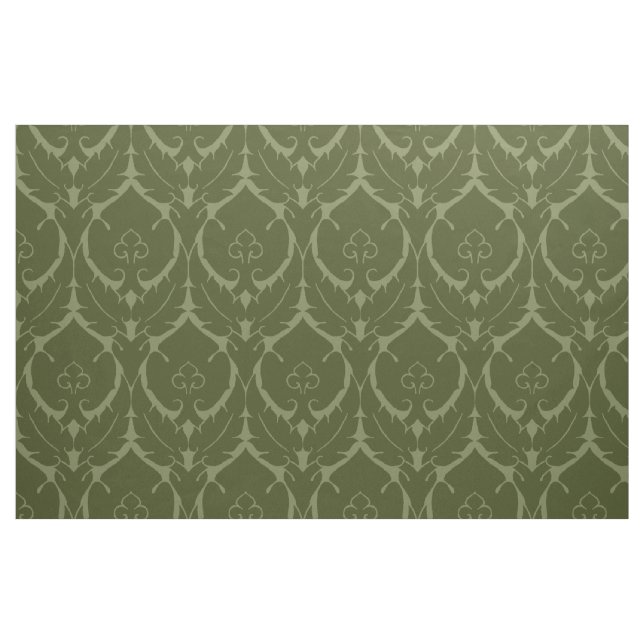 Simple Renaissance Damask, Olive Green Fabric (Fat Quarter)