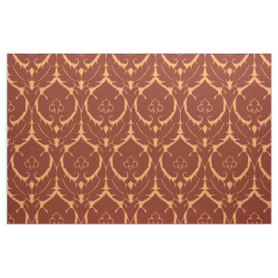 Simple Renaissance Damask, Red on Tawny Fabric