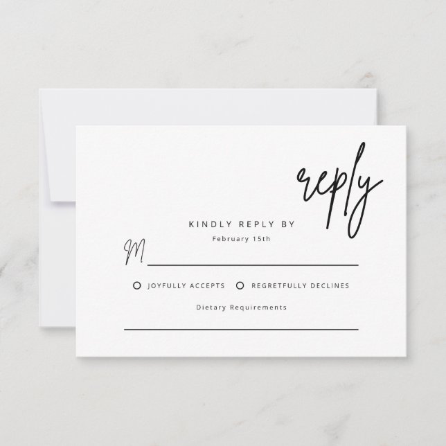 Simple Reply Wedding Invitation Enclosure Card (Front)