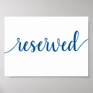 Simple Reserved French Blue Any Event Table Poster