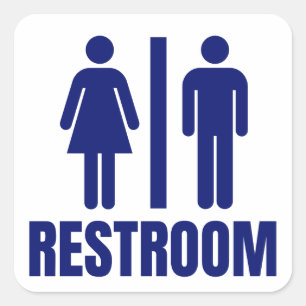 Simple Restroom Toilet Bathroom Wedding Venue Square Sticker