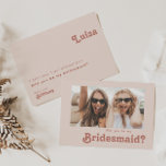 Simple Retro Blush Photo Bridesmaid Proposal Card<br><div class="desc">This simple retro blush bridesmaid proposal card is perfect for your classic funky vintage earth tones wedding. The design features a minimalist hippie rustic boho font. The neutral southwest desert colour palette and earthy bohemian mid-century lettering combine for a perfect, minimal modern western destination design. Feel free to change the...</div>