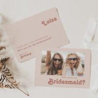 Simple Retro Blush Photo Bridesmaid Proposal Card