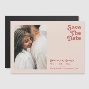 Simple Retro   Blush Pink Horizontal Save The Date Magnetic Invitation