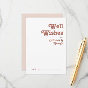 Simple Retro   Blush Pink Wedding Well Wishes Card