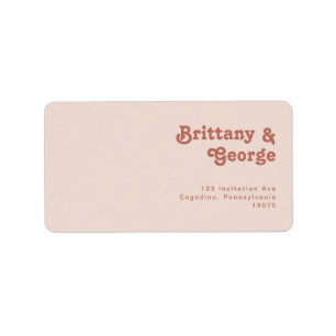 Simple Retro   Blush Wedding RSVP Return Address Label