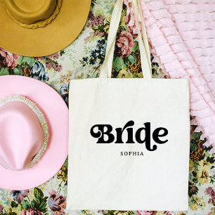 Simple Retro Boho Typography Bride Tote Bag