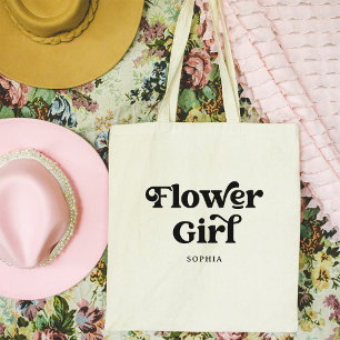 Simple Retro Boho Typography   Flower Girl Tote Bag