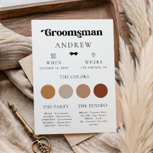 Simple Retro Bow Tie Groomsman Wedding Info Card