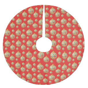 Simple Retro Christmas Ornament Pattern Brushed Polyester Tree Skirt