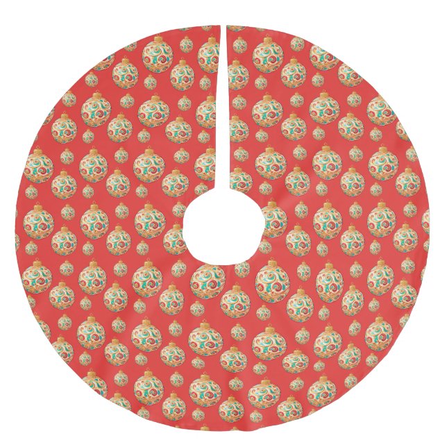 Simple Retro Christmas Ornament Pattern Brushed Polyester Tree Skirt (Front)