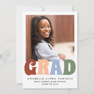 Simple Retro Colors Photo 2024 Graduation  Announcement
