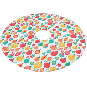 Simple Retro colourful Christmas Ornament Pattern Brushed Polyester Tree Skirt