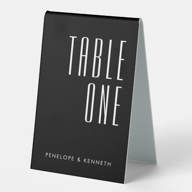 Simple Retro Custom Names Wedding Solid Black (Front)