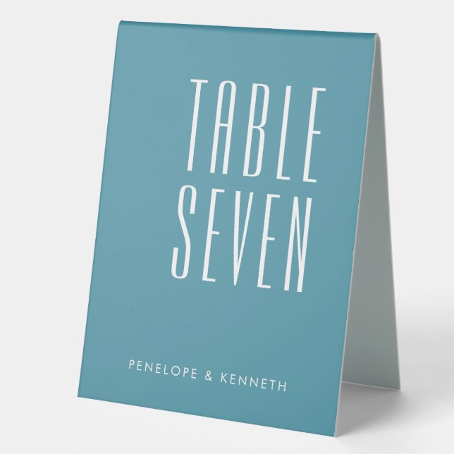 Simple Retro Custom Names Wedding Teal Blue (Front)