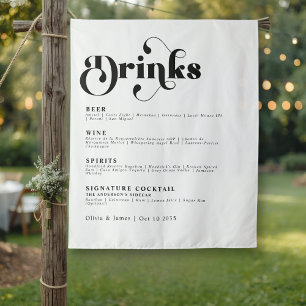 Simple Retro Drinks Bar Menu Vintage Typography Tapestry