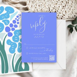 Simple Retro Floral PURPLE Wedding Invitation RSVP