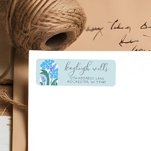 Simple Retro Floral Sky Blue Wedding Invitation