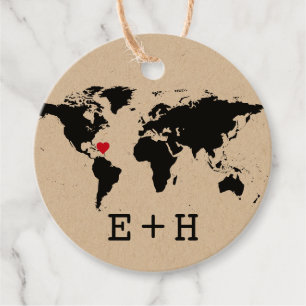 Simple Retro Globe Travel Theme Favour Tags