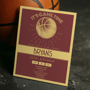 Simple Retro Gold Basketball Budget Birthday