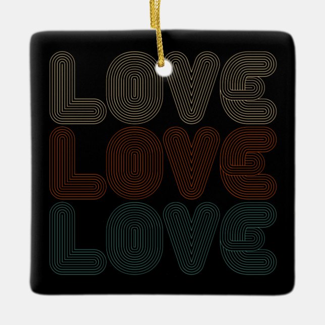 Simple Retro Love Typograph Valentine | Ornament (Front)