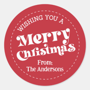 Simple Retro Modern Christmas Small Classic Round Sticker