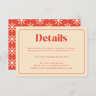 Simple Retro Modern Wedding Details Enclosure Card
