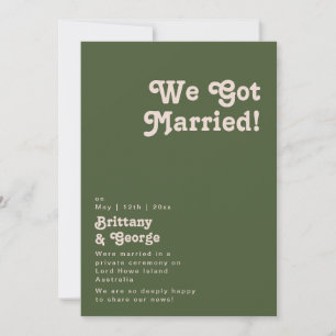 Simple Retro Olive Green Elopement Announcement