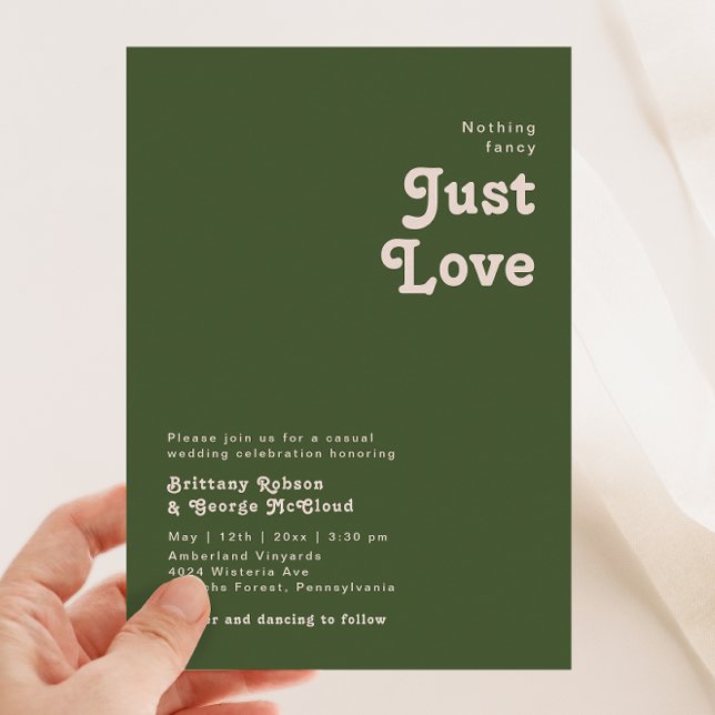 Simple Retro | Olive Green Nothing Fancy Wedding Invitation (Creator Uploaded)
