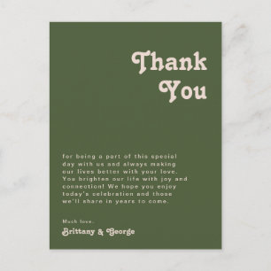 Simple Retro Olive Green Table Thank You Card
