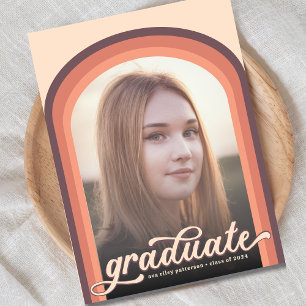 Simple Retro Pink Arch Photo Graduate Party Postcard