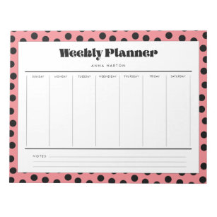 Simple retro polka dot weekly planner notepad