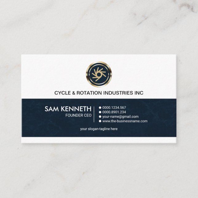 Simple Retro Professional Blue Grunge Founder CEO Business Card (Front)